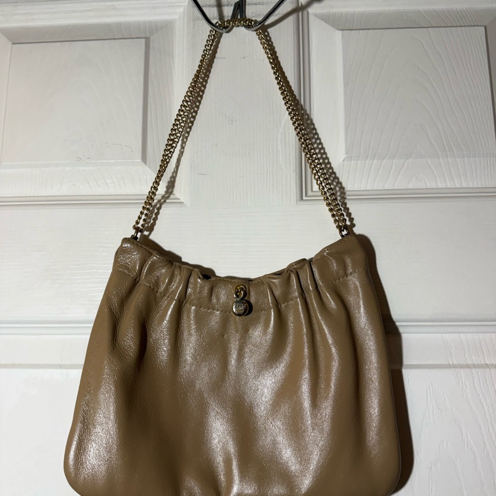 Ande Vintage Tan Leather Shoulder Bag with Chain Strap
